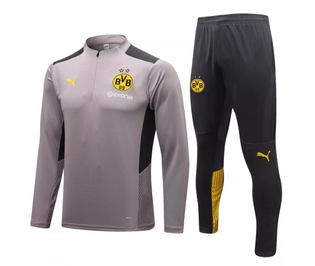 2021-22 BVB Borussia Dortmund Grey Training Technical Football Tracksuit