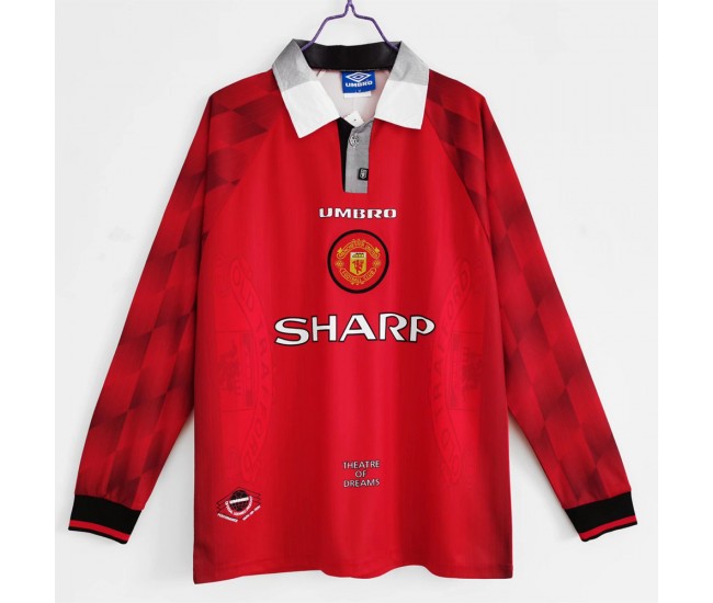 1996-1997 Manchester United FC Long Sleeve Home Retro Jersey 