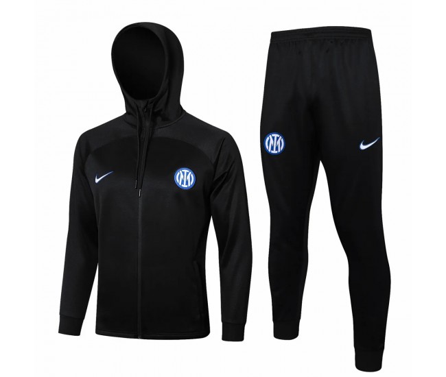 24-25 Inter Milan Mens Black Training Hooded Presentation Tracksuit