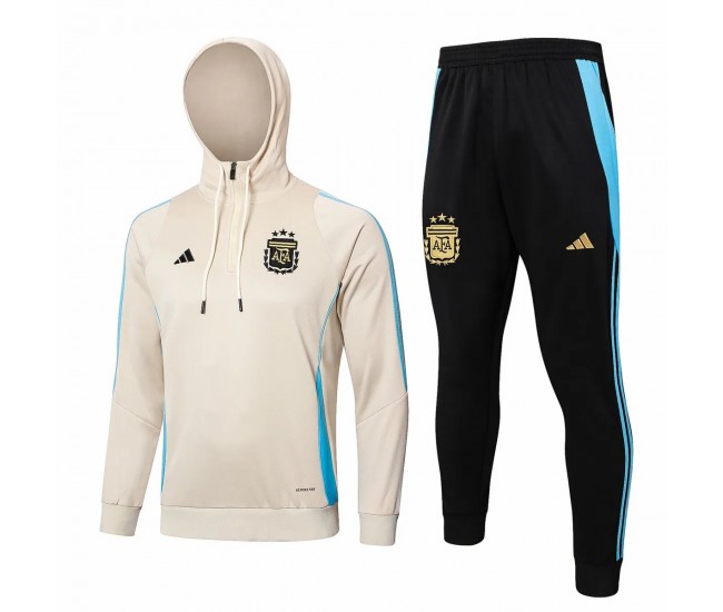 24-25 Argentina Mens Beige Training Hooded Technical Tracksuit