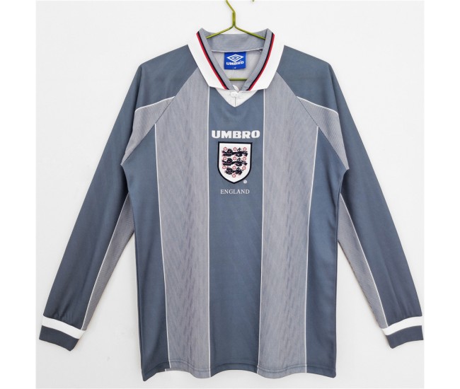 1996 England Long Sleeve Away Retro Jersey 