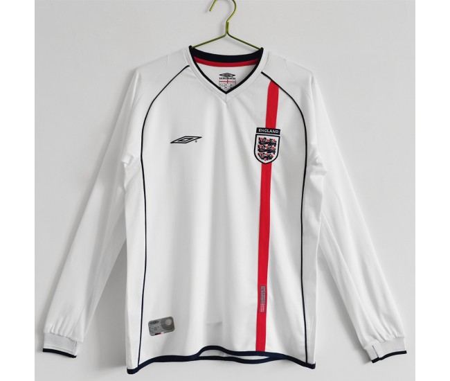 2002 England Long Sleeve Home Retro Jersey 